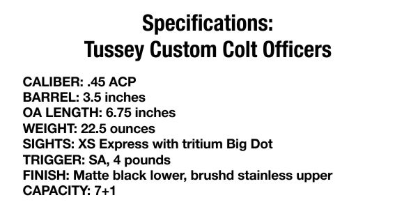 Specification: Tussey Custom Colt Officer's